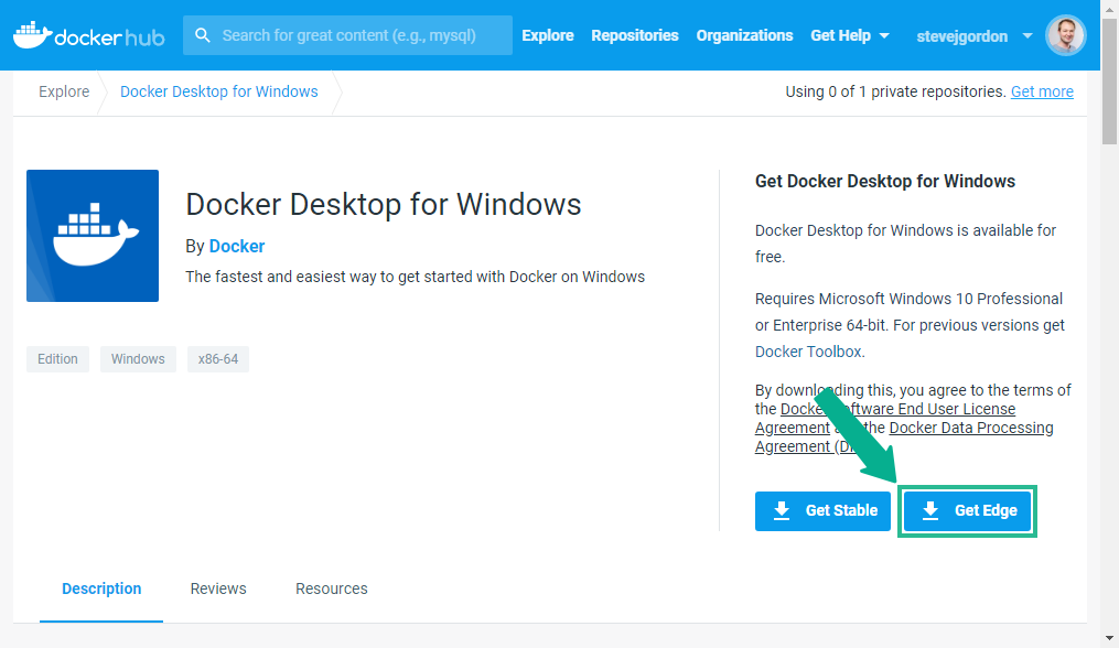 docker desktop edge download for windows 10 pro